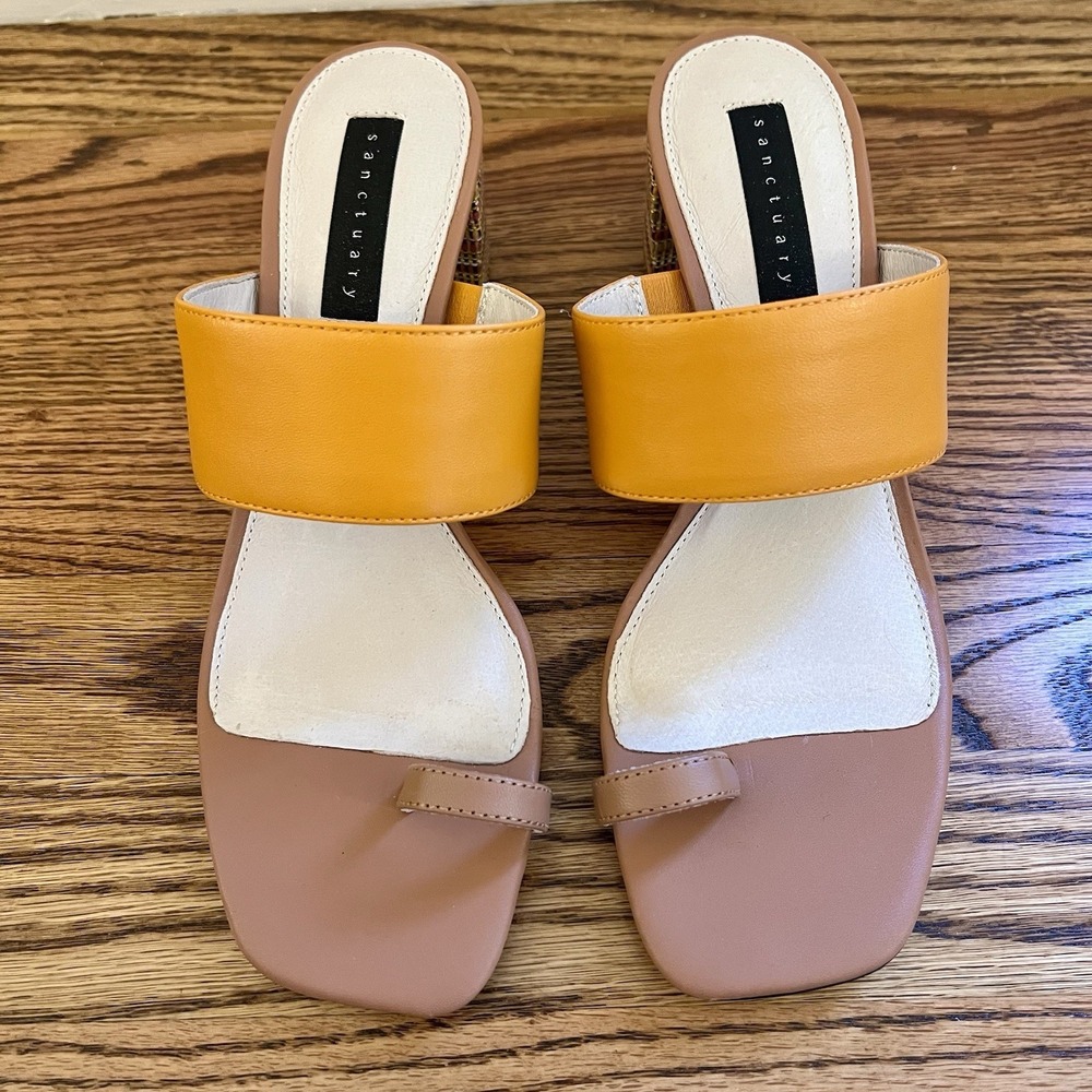 NIB Sanctuary Bold Square Toe Espadrille Leather Block Heel Sandal - Wmn's Sz 8M